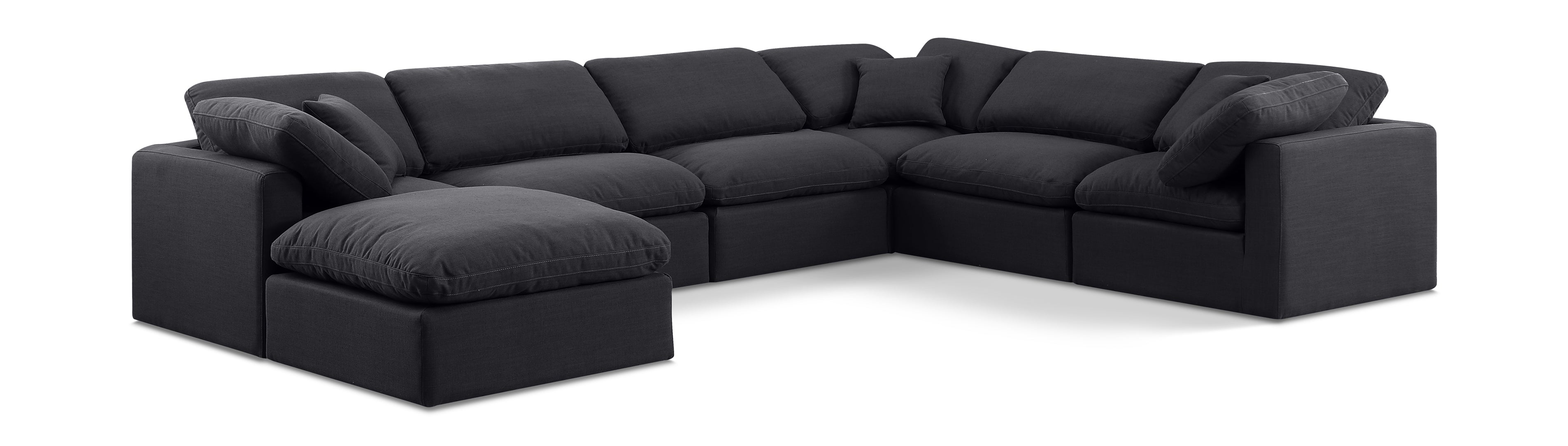 Indulge Black Linen Textured Fabric Modular Sectional