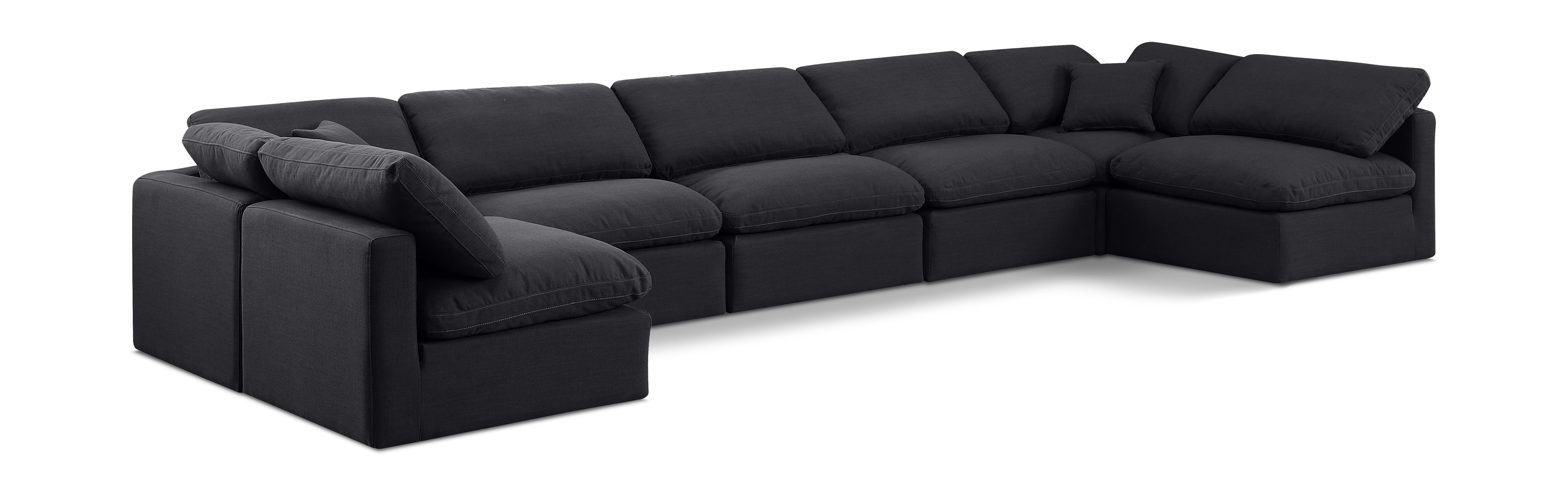 Indulge Black Linen Textured Fabric Modular Sectional