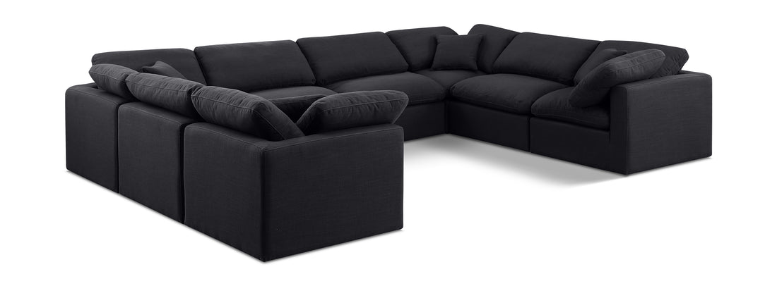 Indulge Black Linen Textured Fabric Modular Sectional