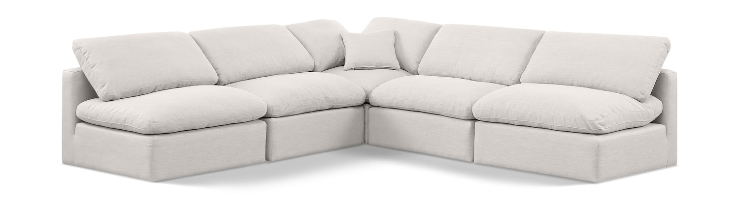 Indulge Cream Linen Textured Fabric Modular Sectional