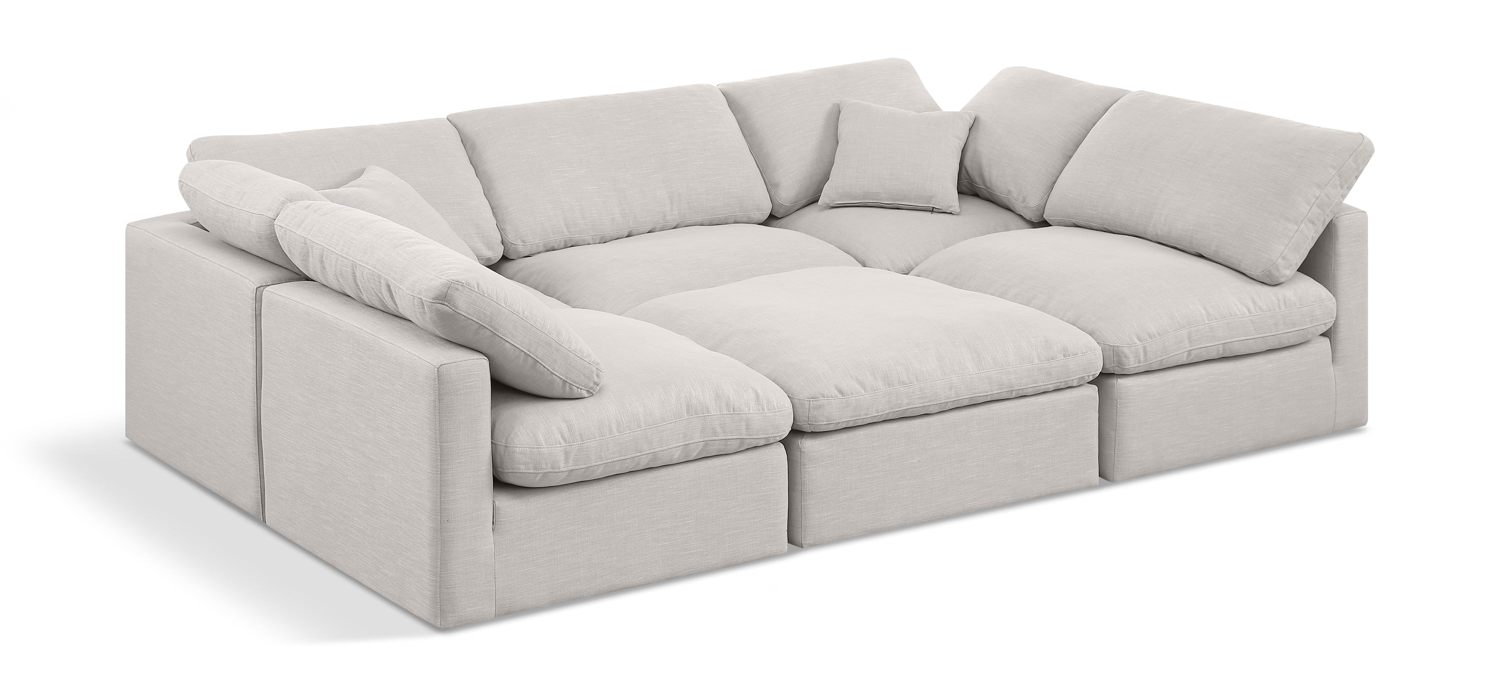 Indulge Cream Linen Textured Fabric Modular Sectional