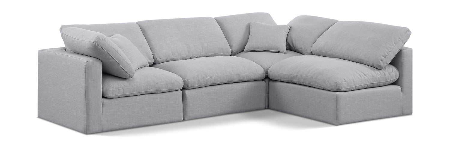 Indulge Grey Linen Textured Fabric Modular Sectional