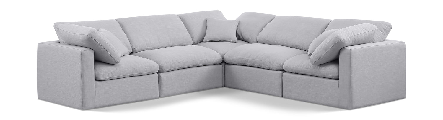 Indulge Grey Linen Textured Fabric Modular Sectional