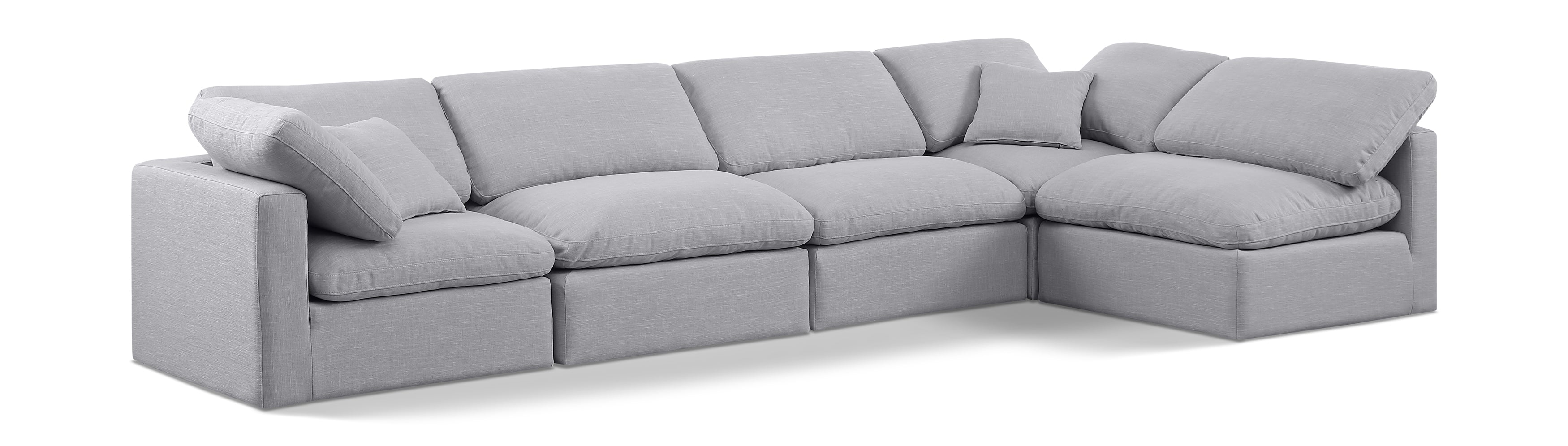 Indulge Grey Linen Textured Fabric Modular Sectional