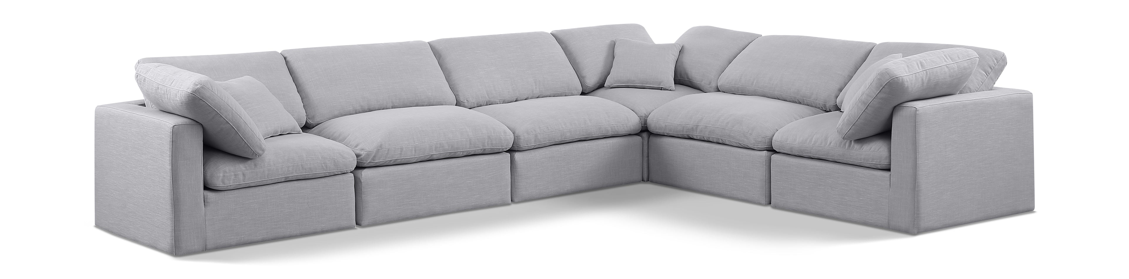 Indulge Grey Linen Textured Fabric Modular Sectional