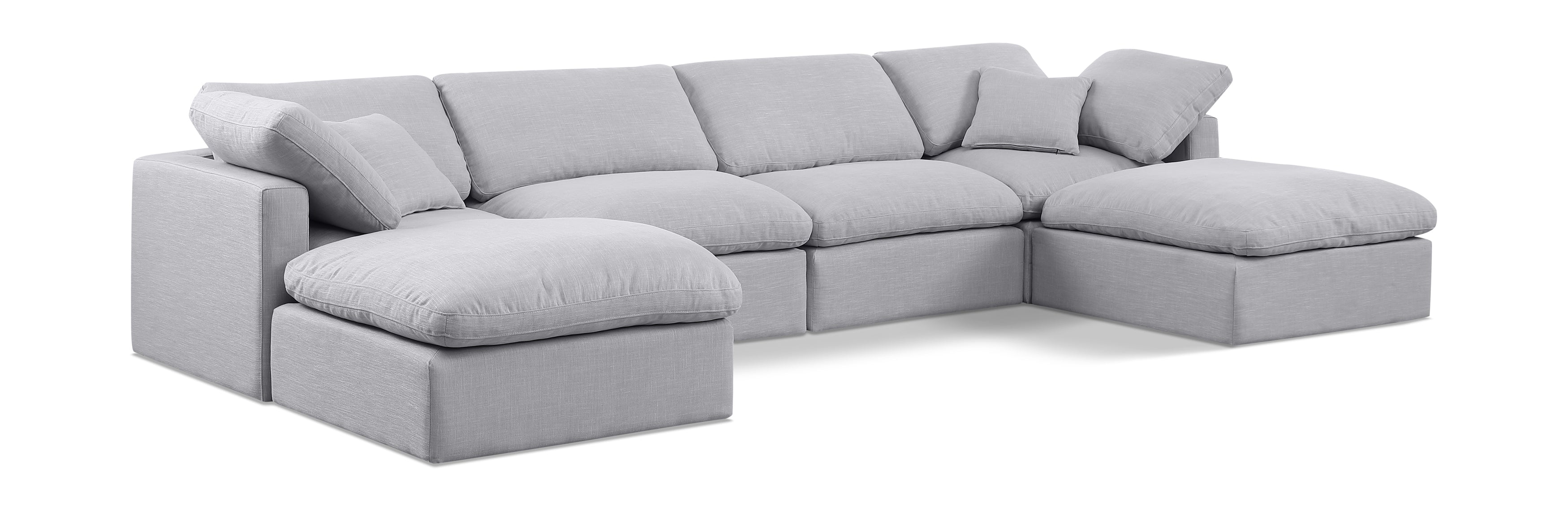 Indulge Grey Linen Textured Fabric Modular Sectional