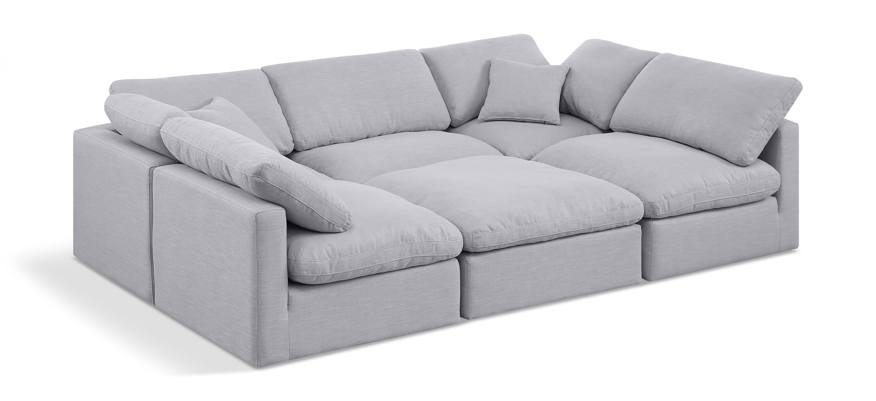 Indulge Grey Linen Textured Fabric Modular Sectional