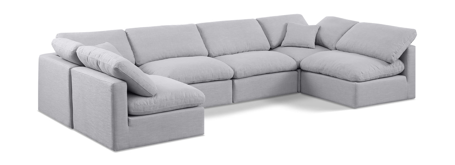 Indulge Grey Linen Textured Fabric Modular Sectional