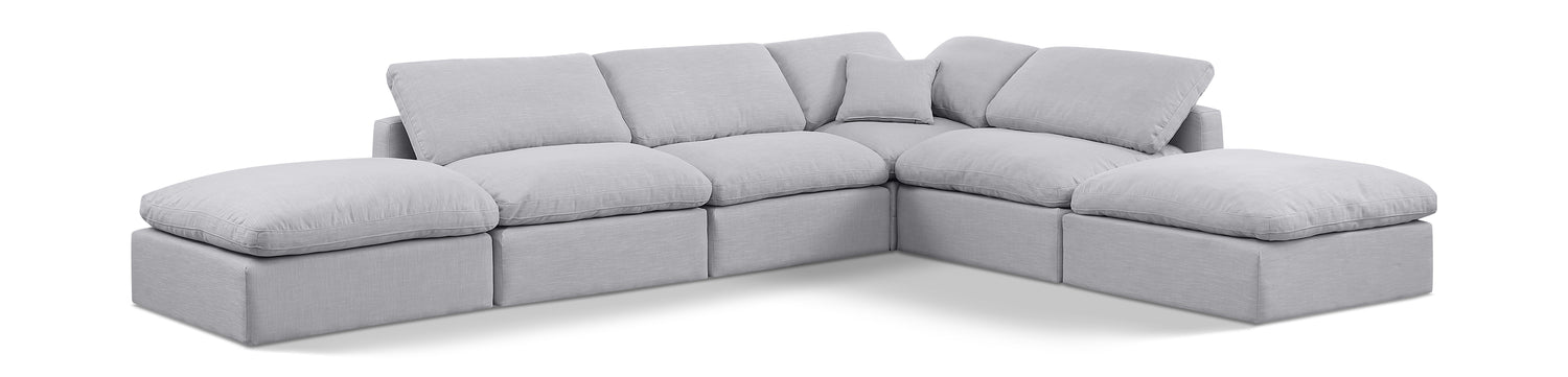 Indulge Grey Linen Textured Fabric Modular Sectional