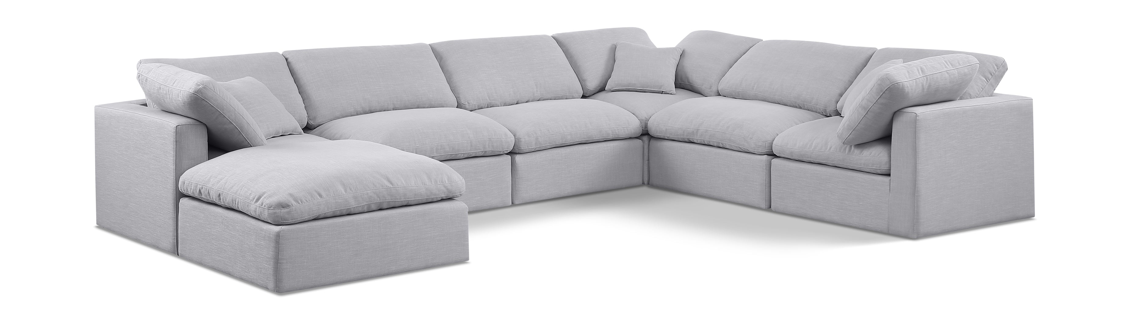 Indulge Grey Linen Textured Fabric Modular Sectional