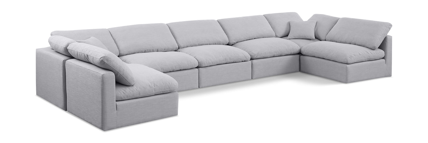 Indulge Grey Linen Textured Fabric Modular Sectional