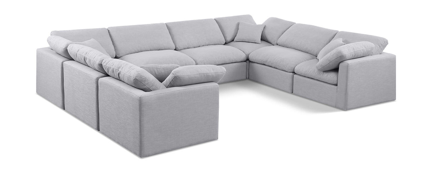 Indulge Grey Linen Textured Fabric Modular Sectional