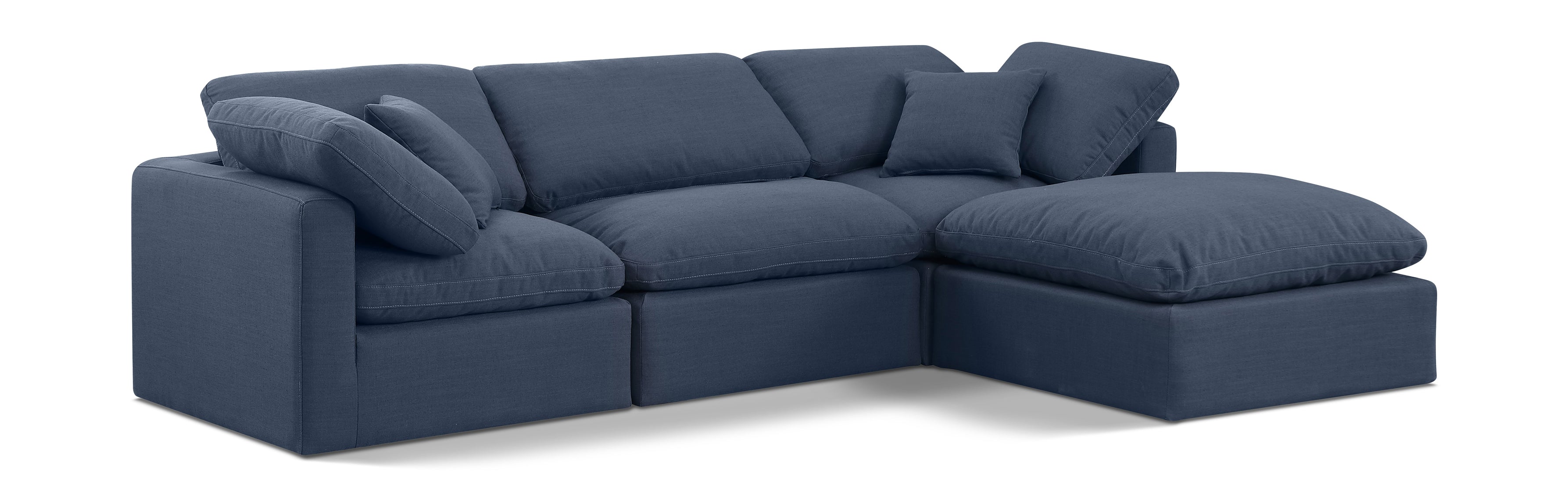 Indulge Navy Linen Textured Fabric Modular Sectional