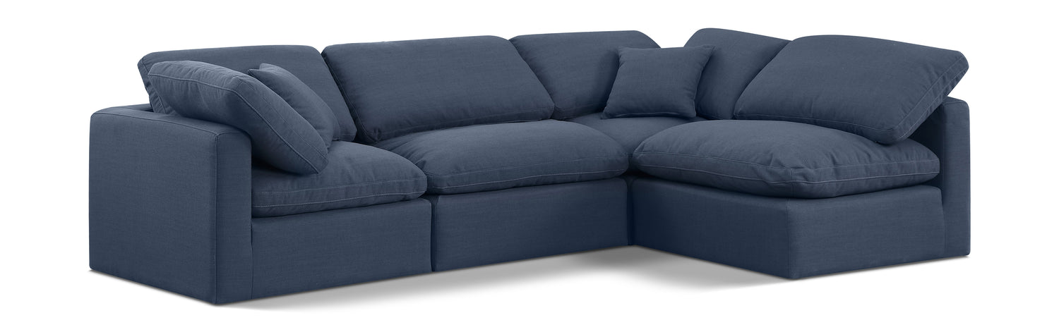 Indulge Navy Linen Textured Fabric Modular Sectional