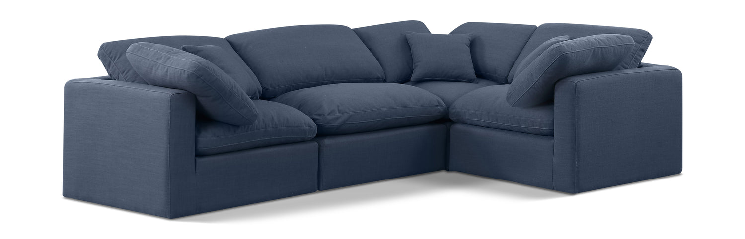 Indulge Navy Linen Textured Fabric Modular Sectional