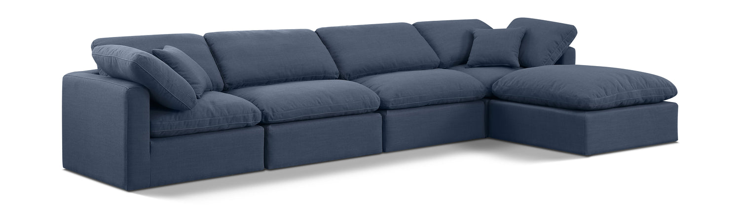 Indulge Navy Linen Textured Fabric Modular Sectional