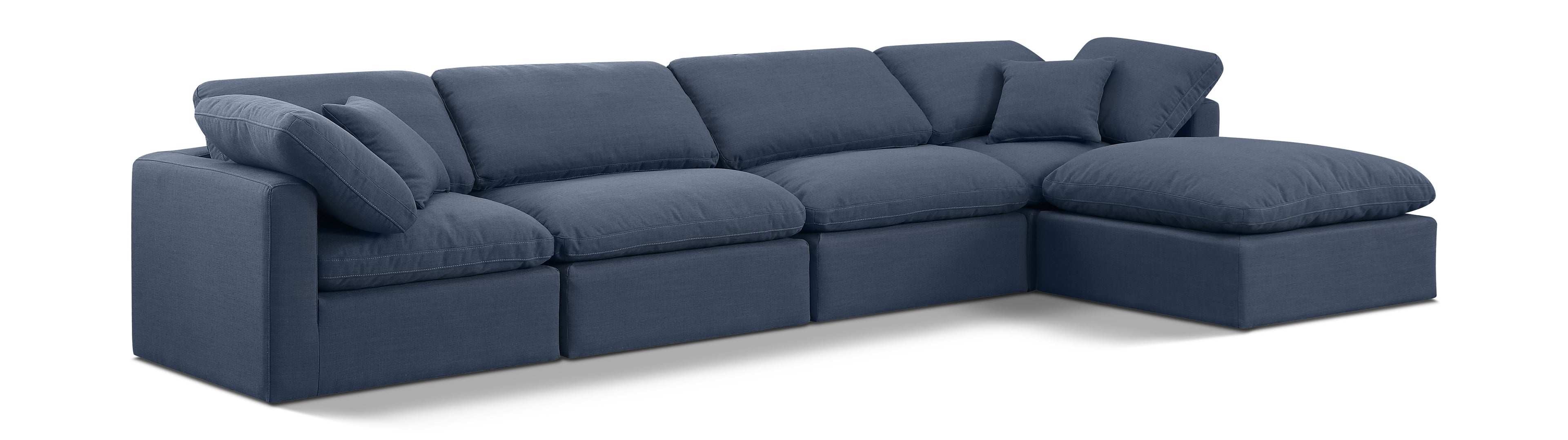 Indulge Navy Linen Textured Fabric Modular Sectional