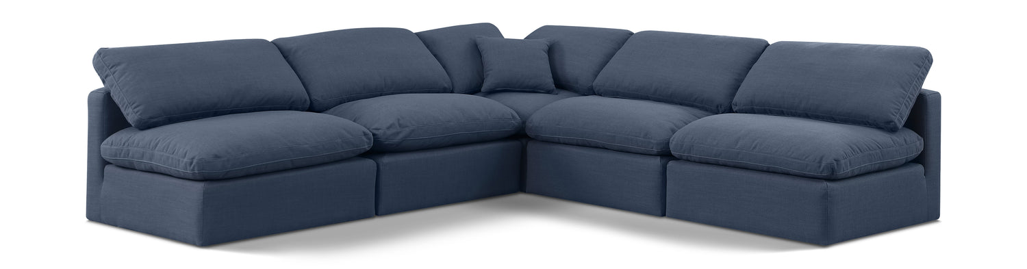 Indulge Navy Linen Textured Fabric Modular Sectional