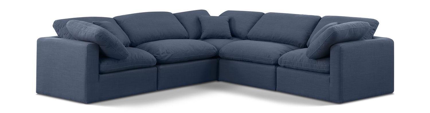 Indulge Navy Linen Textured Fabric Modular Sectional