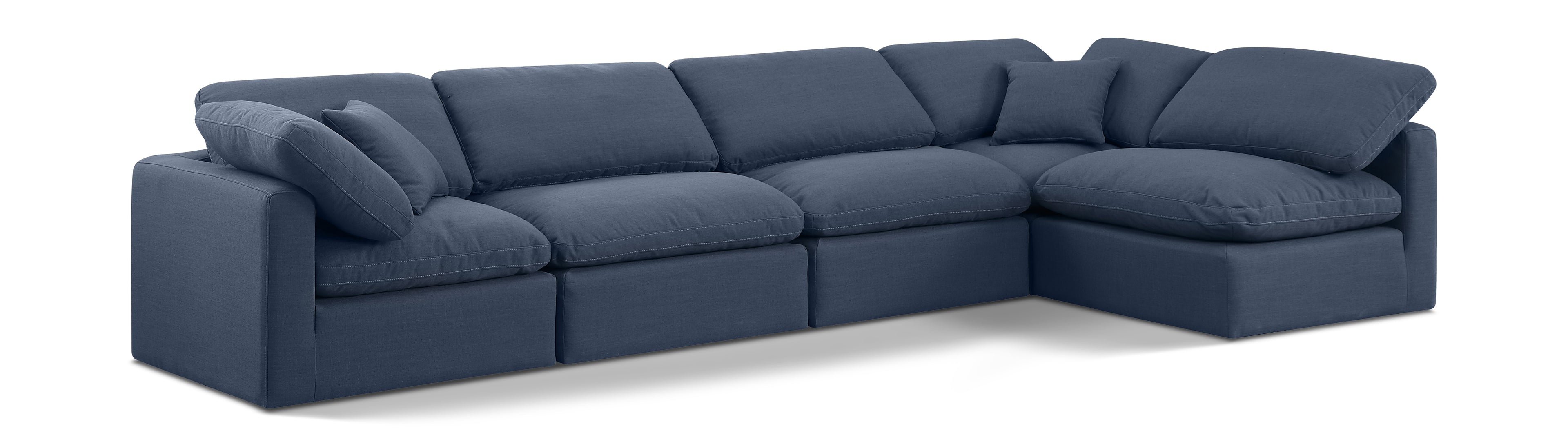 Indulge Navy Linen Textured Fabric Modular Sectional