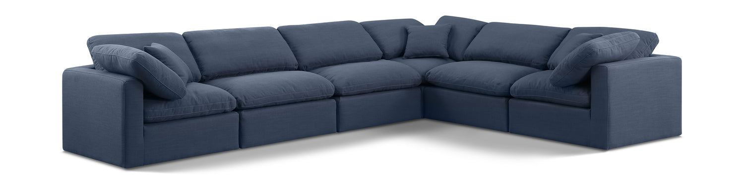 Indulge Navy Linen Textured Fabric Modular Sectional