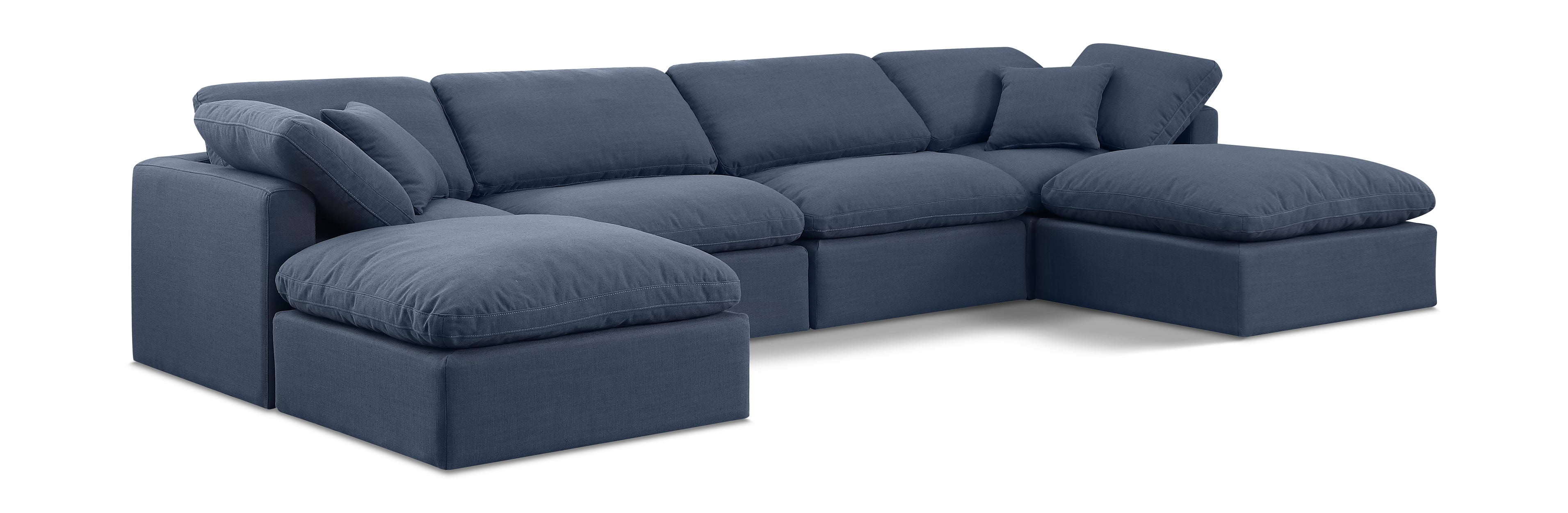 Indulge Navy Linen Textured Fabric Modular Sectional