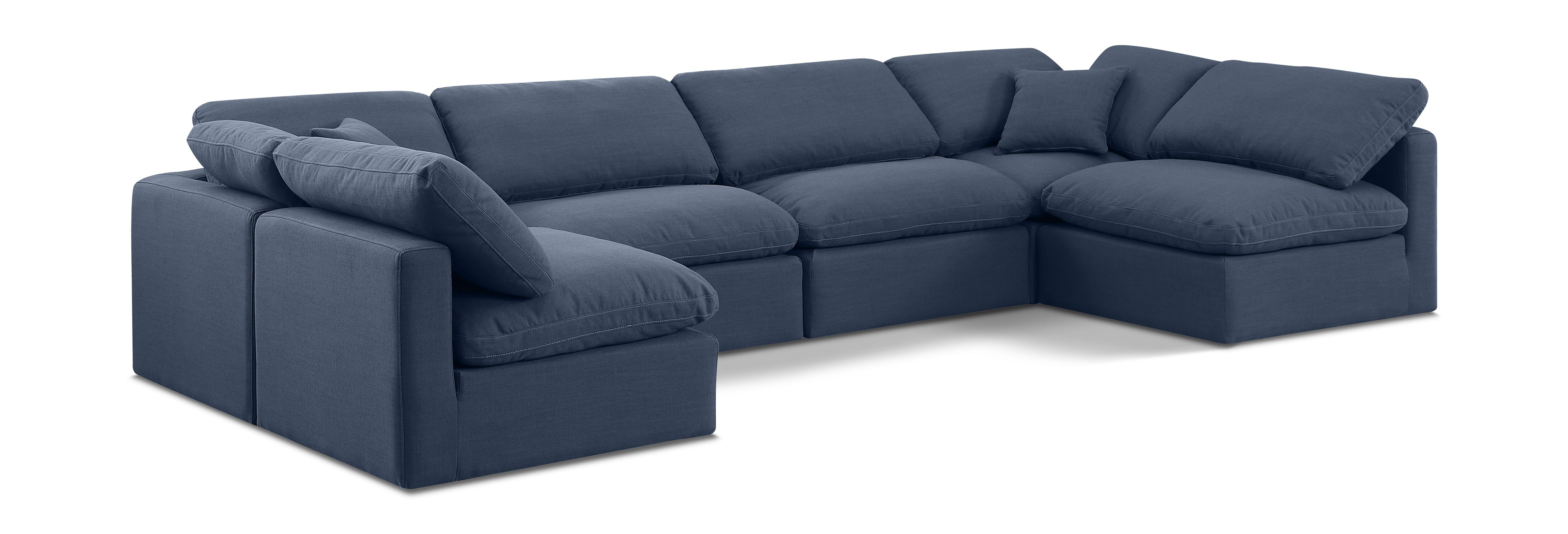 Indulge Navy Linen Textured Fabric Modular Sectional