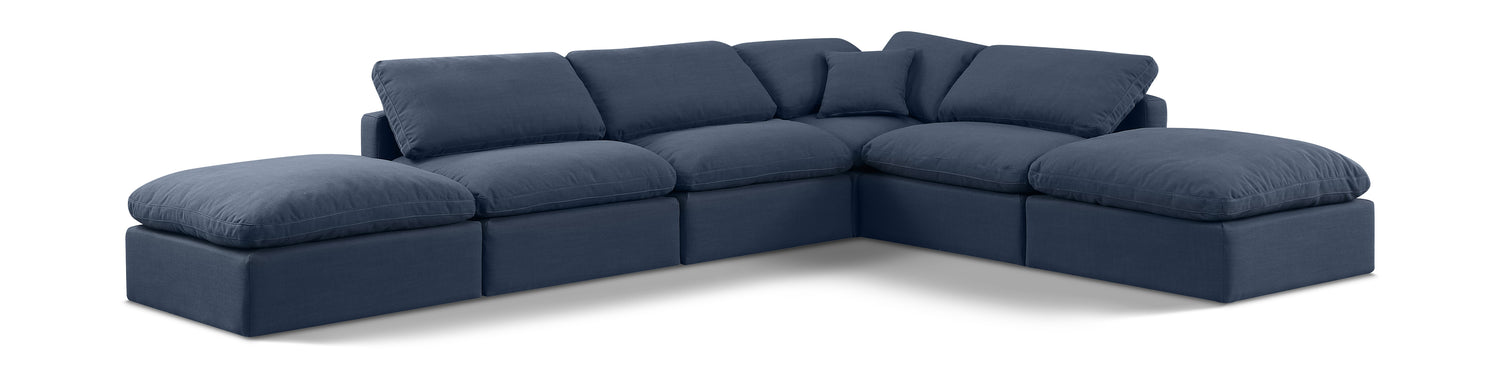 Indulge Navy Linen Textured Fabric Modular Sectional