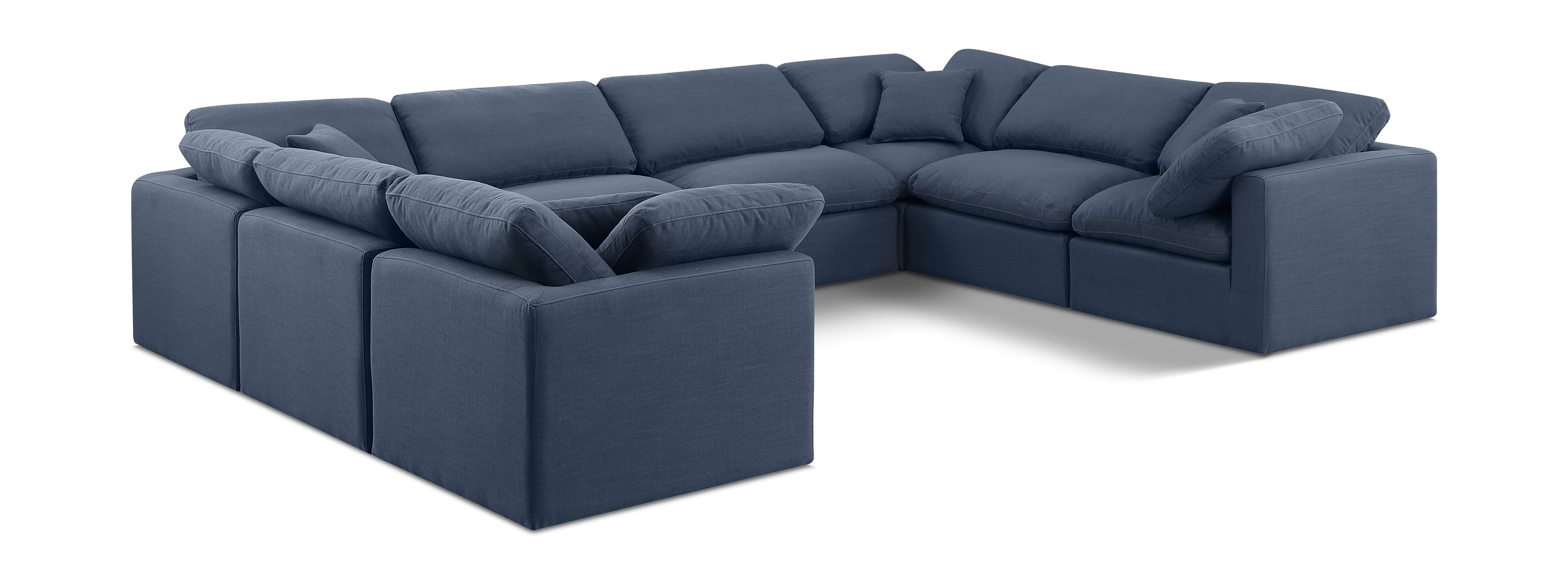 Indulge Navy Linen Textured Fabric Modular Sectional