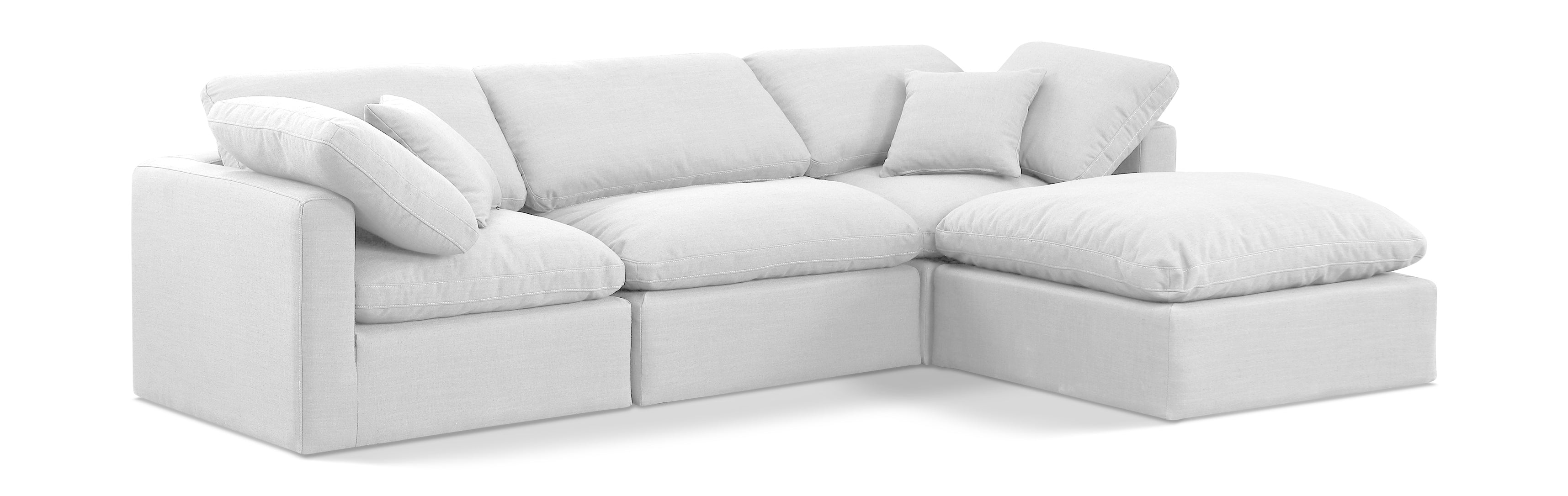 Indulge White Linen Textured Fabric Modular Sectional