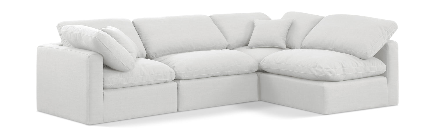 Indulge White Linen Textured Fabric Modular Sectional