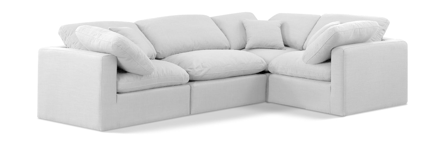 Indulge White Linen Textured Fabric Modular Sectional