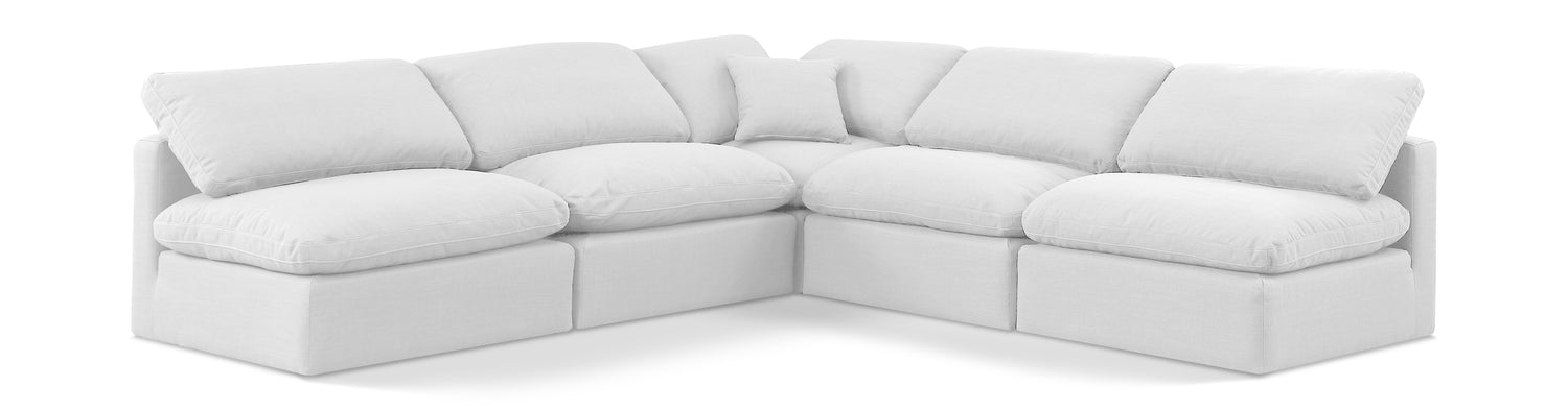 Indulge White Linen Textured Fabric Modular Sectional