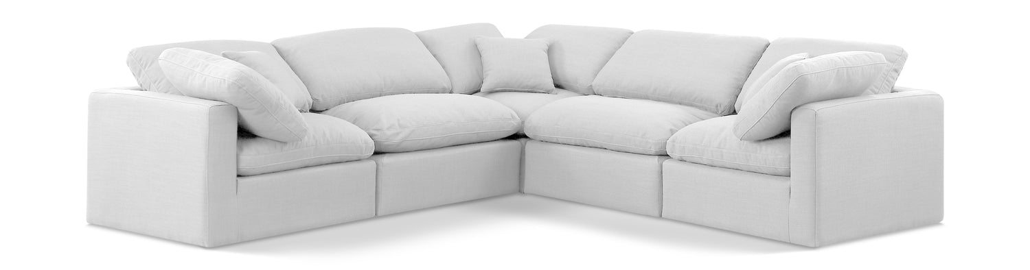 Indulge White Linen Textured Fabric Modular Sectional