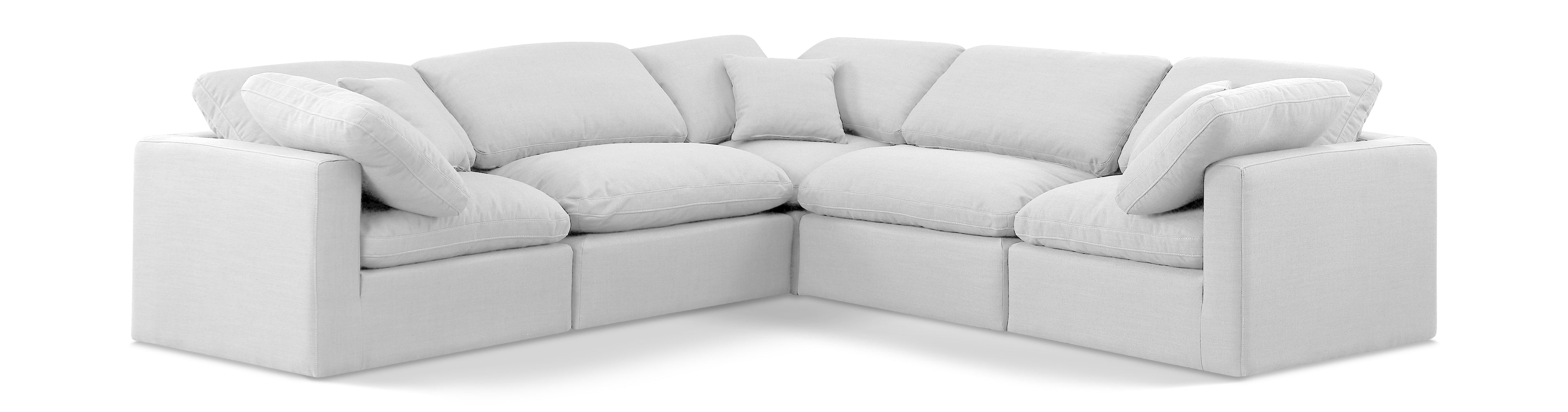 Indulge White Linen Textured Fabric Modular Sectional