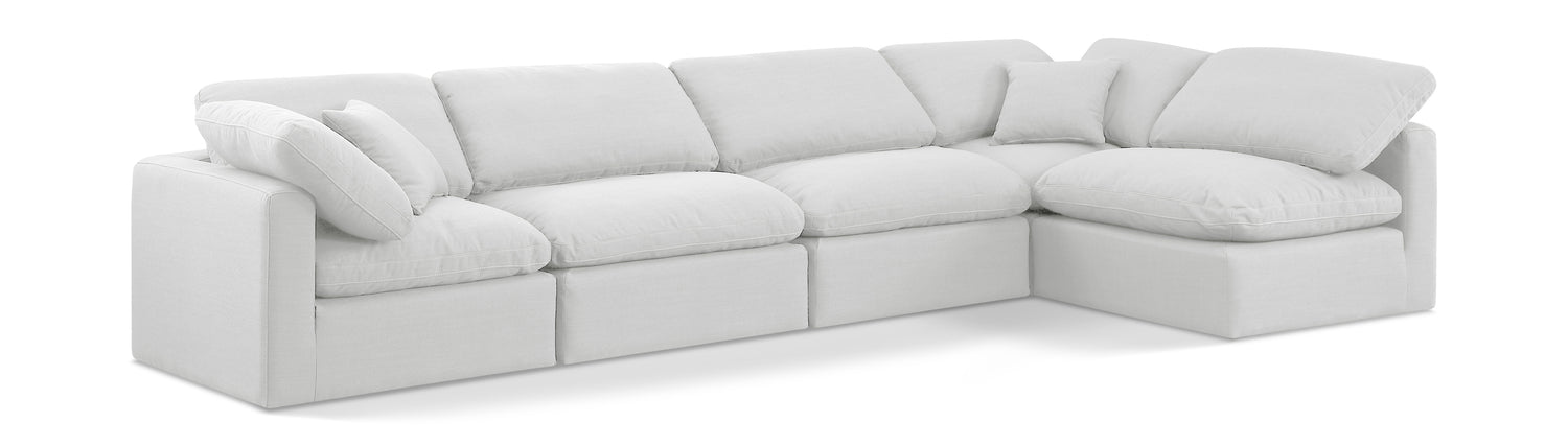 Indulge White Linen Textured Fabric Modular Sectional