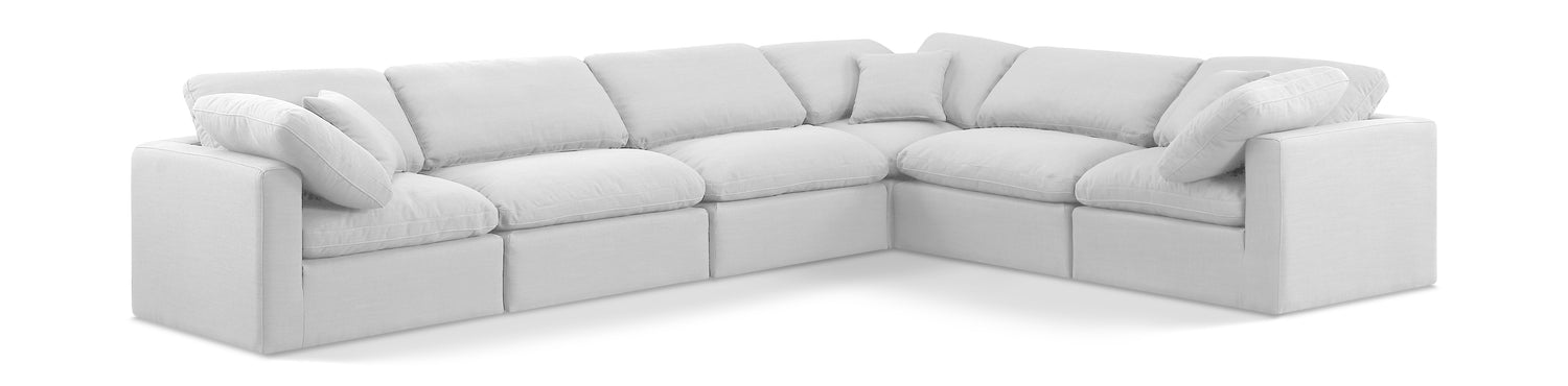 Indulge White Linen Textured Fabric Modular Sectional