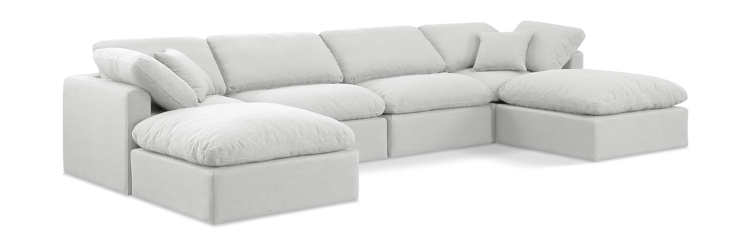 Indulge White Linen Textured Fabric Modular Sectional