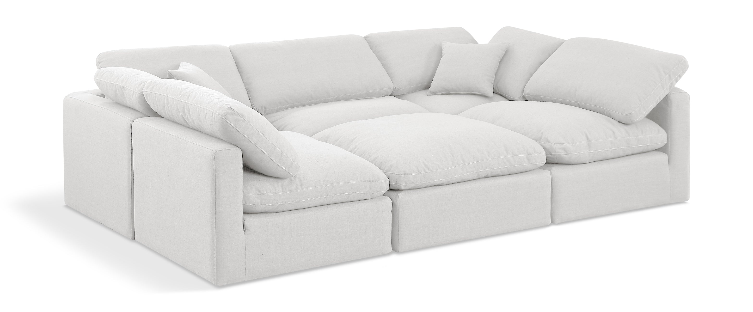 Indulge White Linen Textured Fabric Modular Sectional