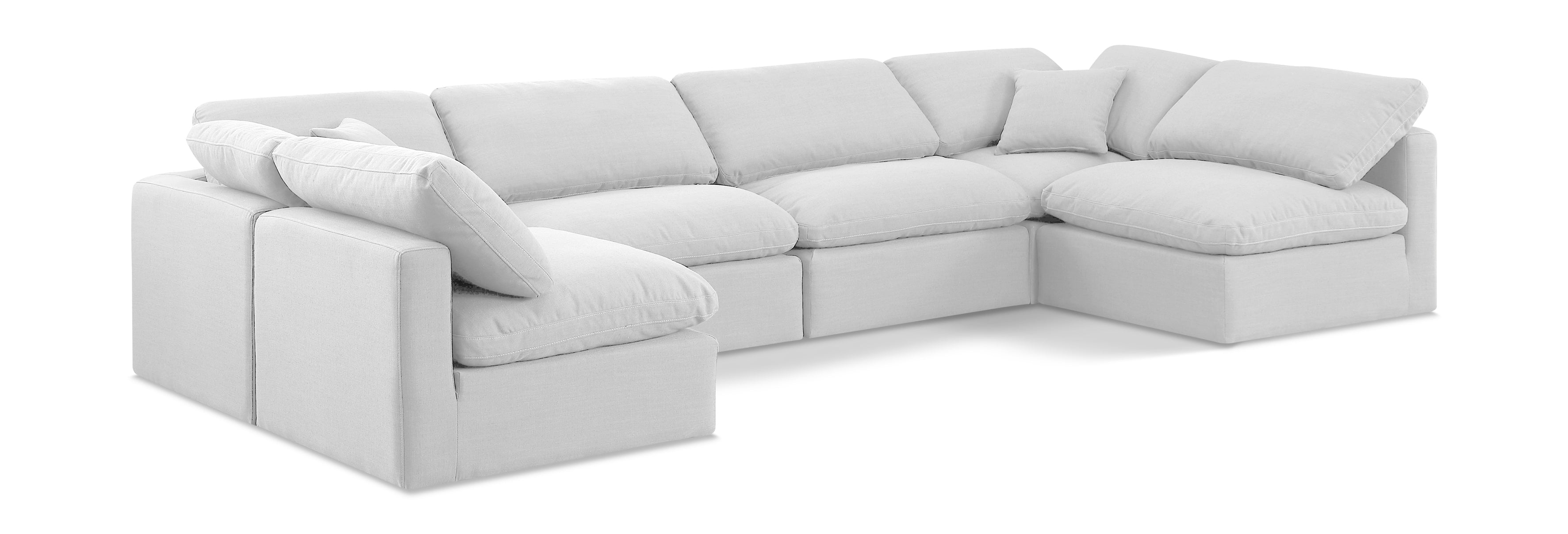 Indulge White Linen Textured Fabric Modular Sectional