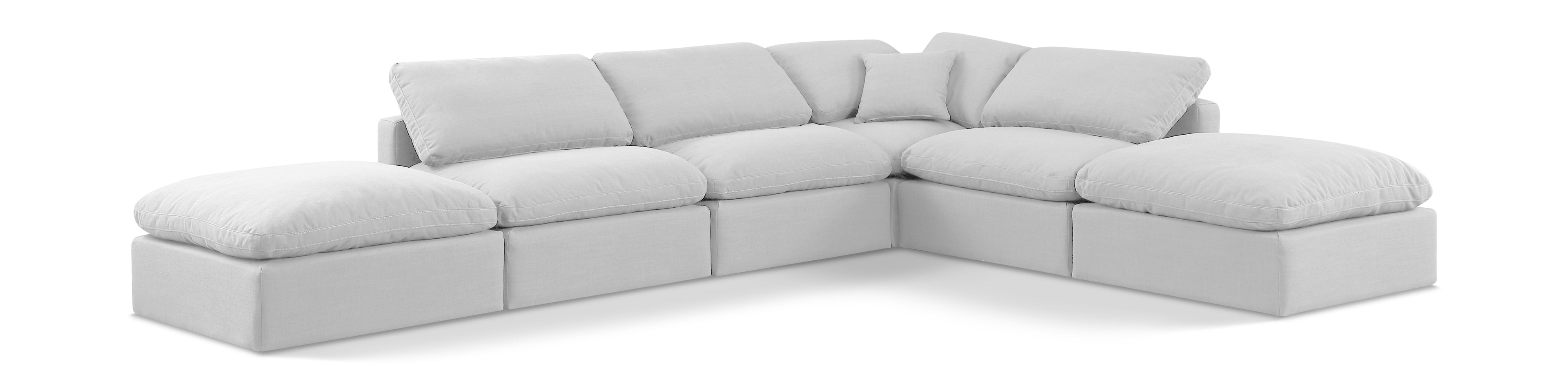 Indulge White Linen Textured Fabric Modular Sectional