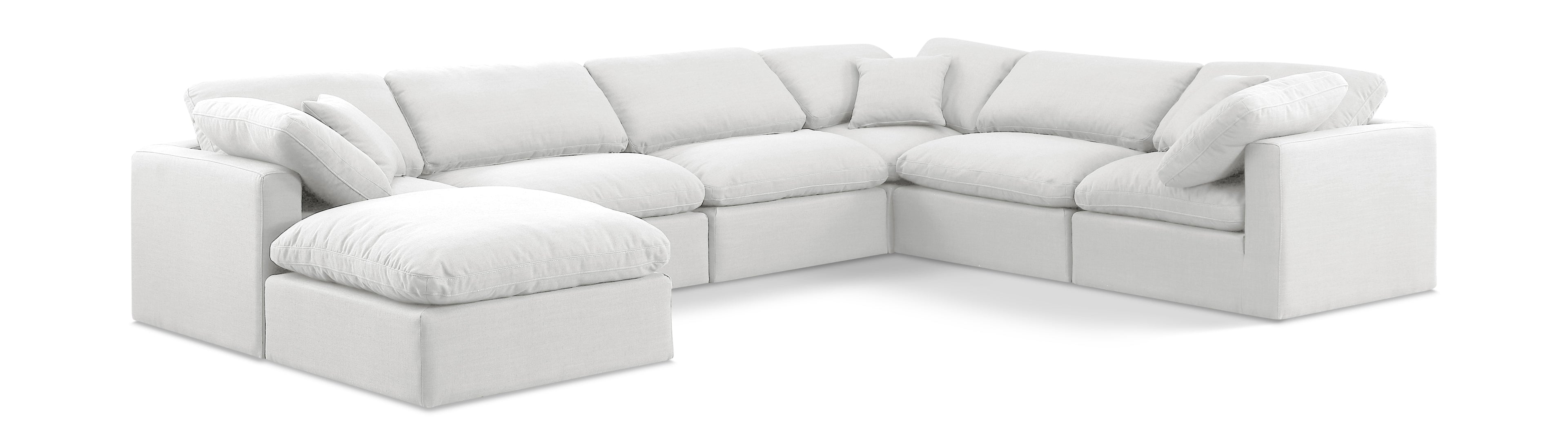 Indulge White Linen Textured Fabric Modular Sectional