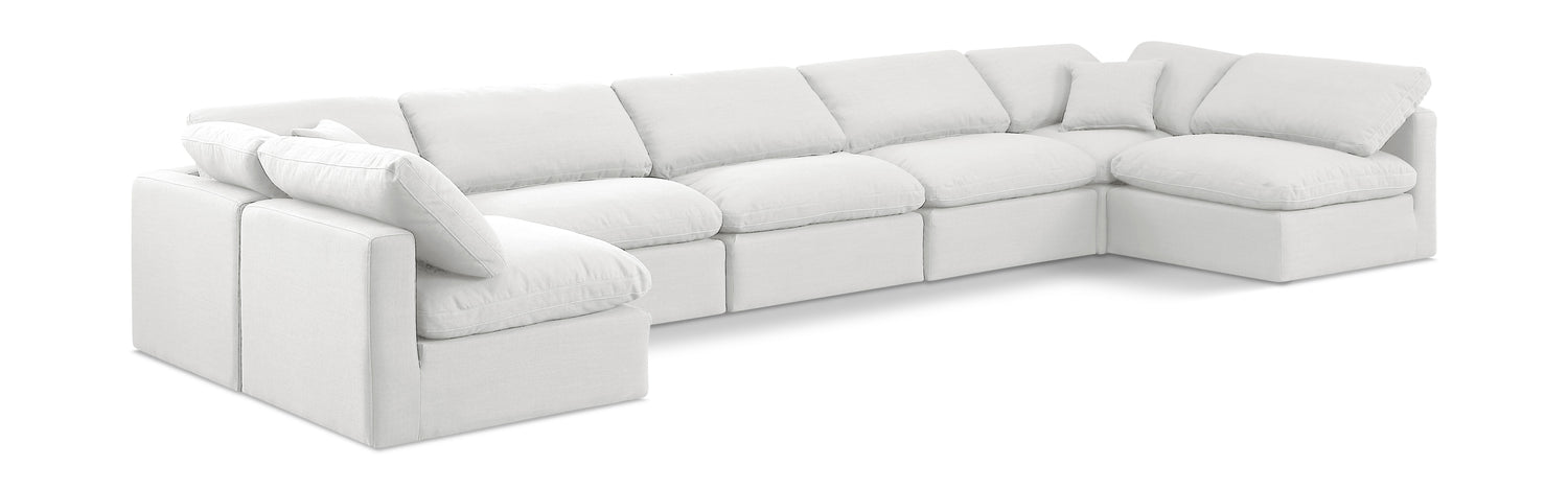 Indulge White Linen Textured Fabric Modular Sectional