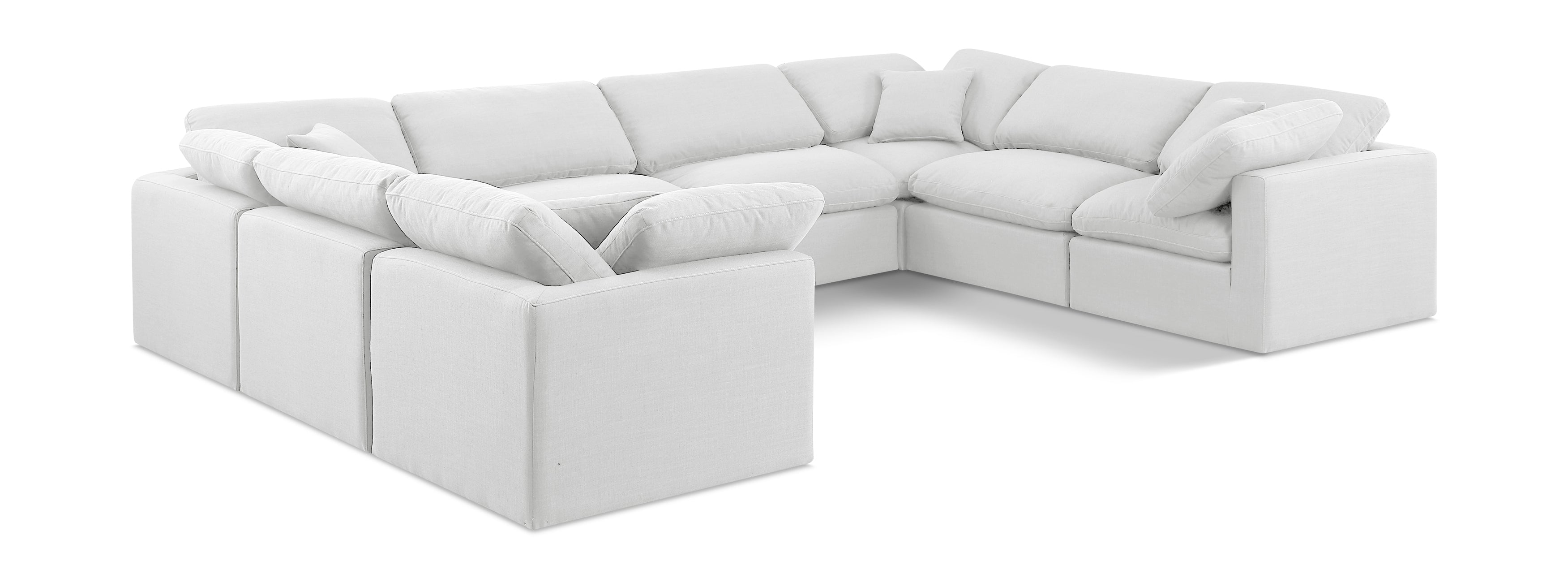 Indulge White Linen Textured Fabric Modular Sectional