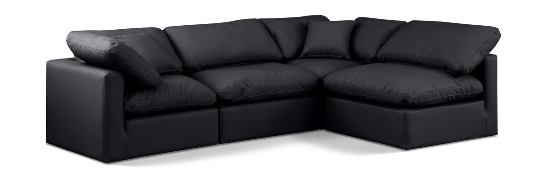 Indulge Black Vegan Leather Modular Sectional