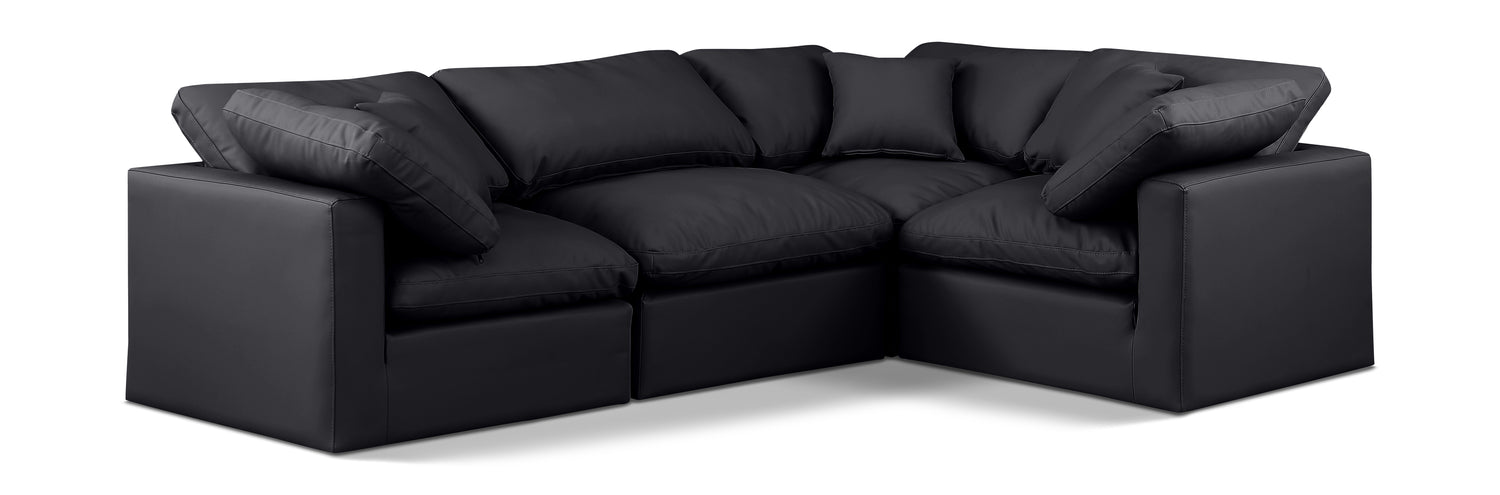 Indulge Black Vegan Leather Modular Sectional