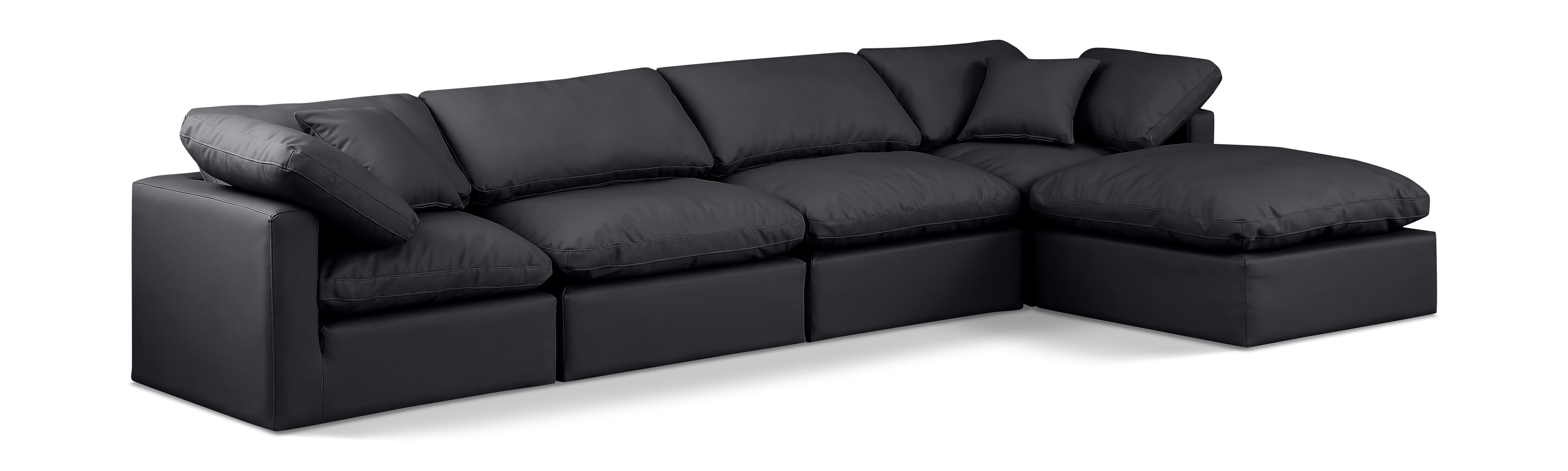 Indulge Black Vegan Leather Modular Sectional