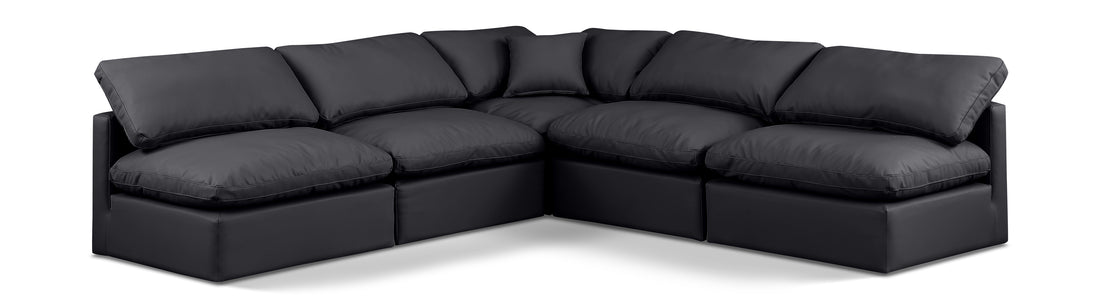 Indulge Black Vegan Leather Modular Sectional