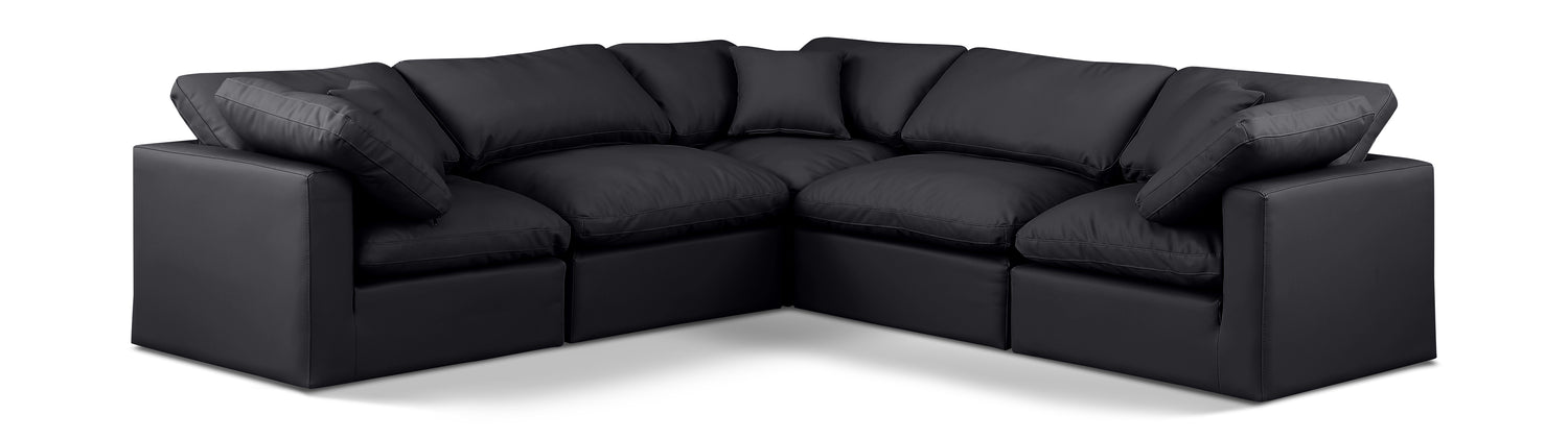 Indulge Black Vegan Leather Modular Sectional