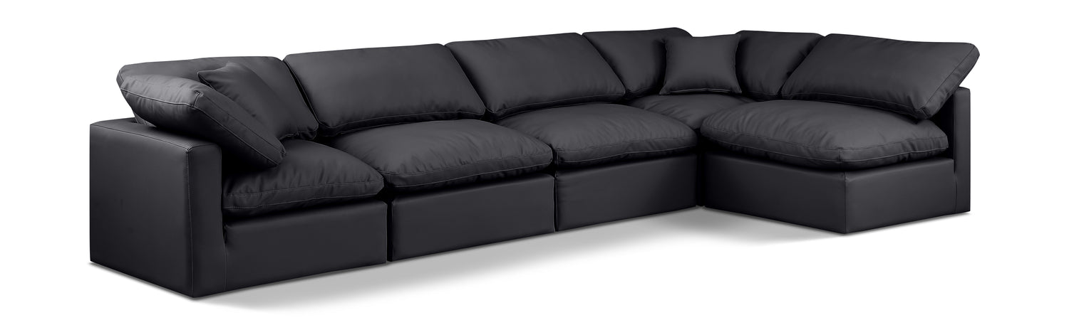 Indulge Black Vegan Leather Modular Sectional